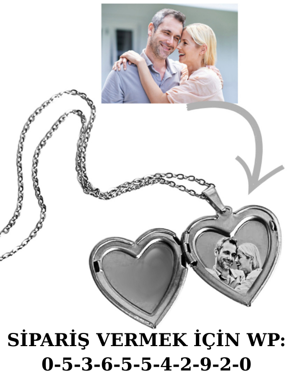 Resimli Kapaklı Kalp Kolye