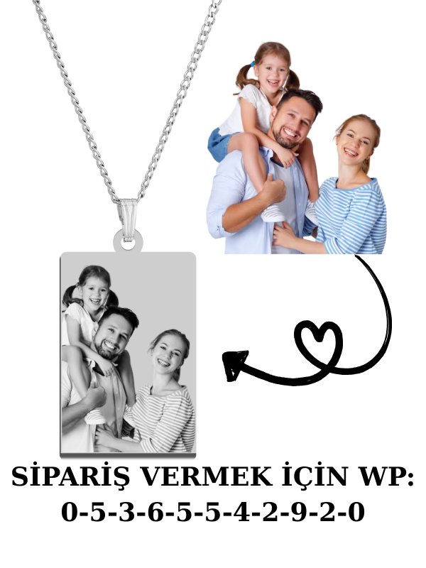 Resimli Dikdörtgen Kolye