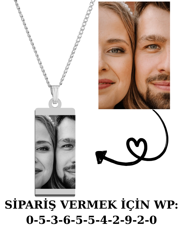 Resimli Geniş Bar Kolye